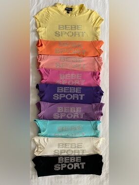 BEBE SPORT RHINESTONE LOGO TEES, SOME LIMITED COLORS